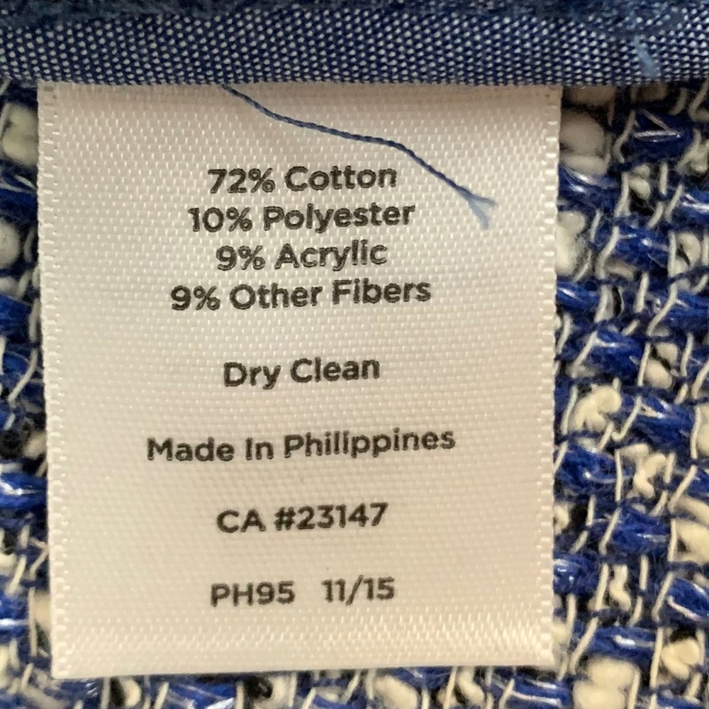 Talbots Blue Tweed Open Front Blazer Jacket - Picture 4 of 5